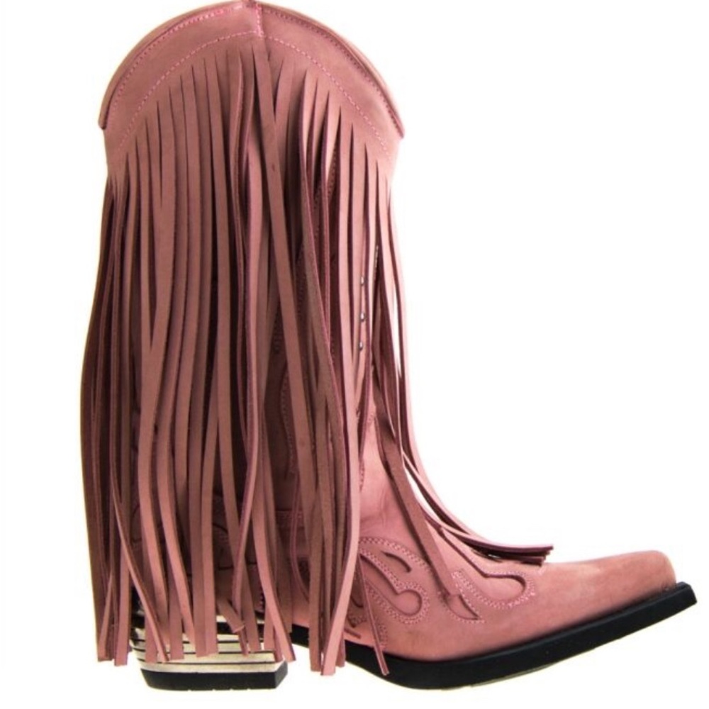 COPY - Pink New Rock Cowboy Boots with Fringe Rosa Color